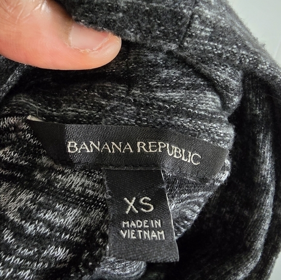Banana Republic Sweater Women's XS Black Gray Short Sleeve Ribbed Turtle Neck - Picture 2 of 9